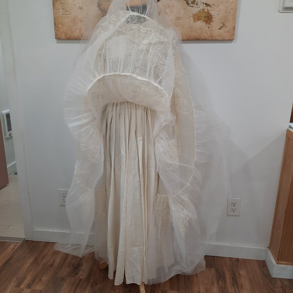 Vtg 40s handmade wedding dress - Picture 8 of 15